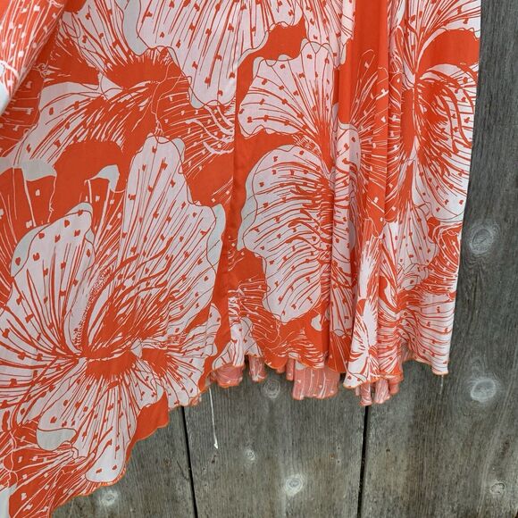 FREE PEOPLE First Kiss Maxi Dress NWT Sz Large Orange Floral Rayon Bohemian - Picture 13 of 16